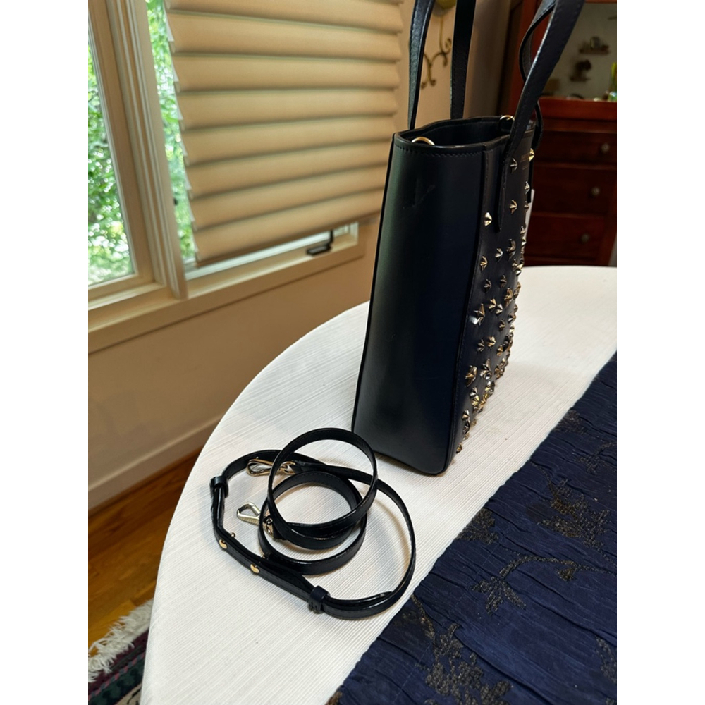 Jimmy Choo Navy Blue Leather Tote Bag Small Navy Blue with Crossbody Strap - Picture 4 of 12